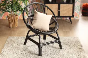 Moon Chair Indoor Rattan in Black (H)84cm x (W)75cm x (D)63cm