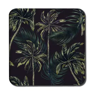 Square 6 Piece Coaster Set (Set of 6) Black