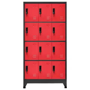 Berkfield Locker Cabinet Anthracite and Red 90x45x180 cm Steel