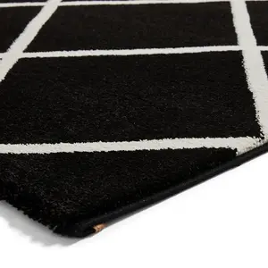 Black White Modern Geometric Easy To Clean Rug For Dining Room-160cm X 220cm