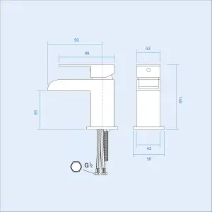 Nes Home Ozone Square Waterfall Bathroom Basin Sink Mono Mixer Chrome Tap with waste