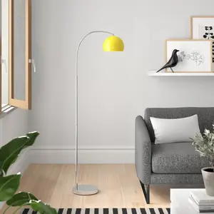 Derosier 152cm Arched Floor Lamp Chrome / Yellow