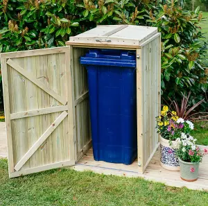 Shireburn Single Wheelie Bin Store - Timber - L80.4 x W74.5 x H120 cm - Fits 1 x 240L Wheelie Bin