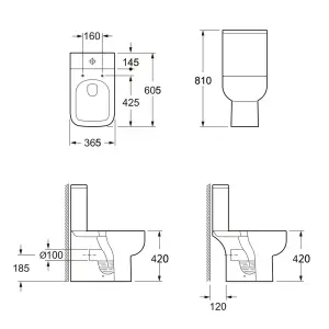 Bubly Bathrooms™ 550mm Vanity Unit and Close Coupled Square WC Dual Flush Toilet Matt Black Tap & Waste Set