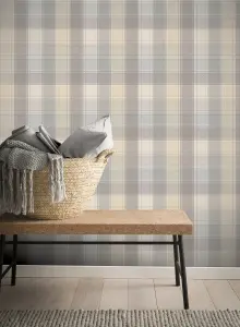 Arthouse Country Check Grey Wallpaper