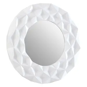 Interiors by Premier White High Gloss 3D Design Wall Mirror, Easy to Clean Bedroom Wall Mirror, High-quality Antique Mirror