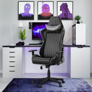 Senna Office Chair with Wheels in Black / Grey