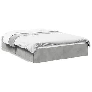 Berkfield Bed Frame with Drawers without Mattress Concrete Grey 120x190 cm Small Double