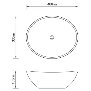 Berkfield Luxury Basin Oval-shaped Matt Light Grey 40x33 cm Ceramic