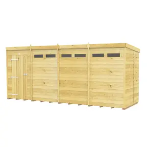 16 x 5 Feet Pent Security Shed - Single Door - Wood - L147 x W474 x H201 cm