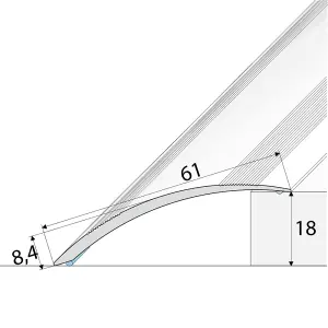 A49 61mm Anodised Aluminium Self Adhesive Door Threshold Ramp Profile - Black, 1.0m