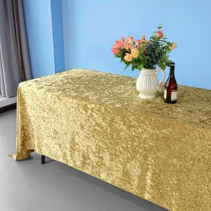 Diamond Velvet Rectangle Tablecloth, Gold , 70 Inch x 144 Inch