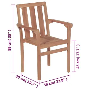 Berkfield Stackable Garden Chairs 8 pcs Solid Teak Wood