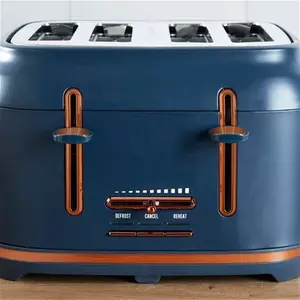 Dunelm 4 Slice Matt Navy & Copper Toaster, Industrial, Blue, Stainless Steel