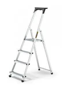 ALUMINUM 4-STEP HOUSEHOLD LADDER WITH TOOL SHELF 125 KG