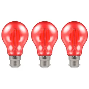 Crompton Lamps LED GLS 4.5W B22 Harlequin IP65 Red Translucent (3 Pack)