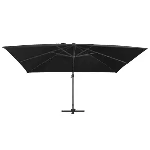 Berkfield Cantilever Umbrella with LED Lights and Aluminium Pole 400x300 cm Black