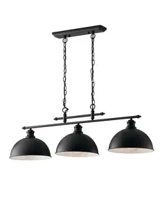 Luminosa Charleston Triple Dome Bar Pendant, Black White, E27