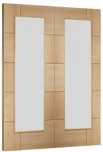 Internal Oak Ravenna Pair Door with Clear Glass  - 1981 x 1524 x 40mm (60")