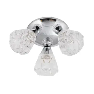 First Choice Lighting Pair of Polished Chrome Flush Fitting with Crystal Effect Glass Shades