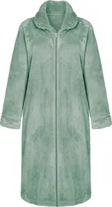 Cotton Traders Women's Fluffy Dressing Gown In Green - Size 6/8