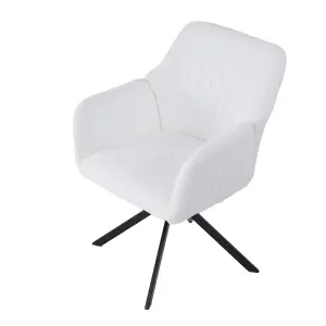 White Teddy Fleece Upholstered Swivel Home Office Chair with Metal Legs