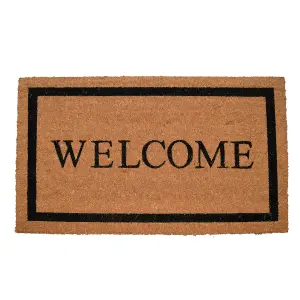 GoodHome Kebir Black & natural Welcome Scraper mat, 45cm x 75cm