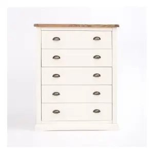 Cosenza 5 Drawer Chest of Drawers Brass Cup Handle