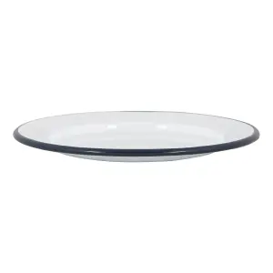 Argon Tableware - White Enamel Side Plates - 20cm - Navy - Pack of 12