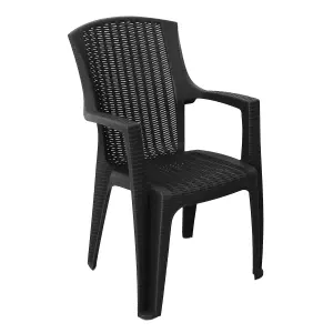 simpa Stackable Plastic Rattan Effect Garden Chair - Graphite Single Chair