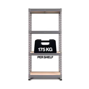 RB BOSS Garage Shelving Unit FastLok 4 Shelf MDF Galvanised Steel (H)1600mm (W)750mm (D)350mm