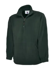 Uneek - Unisex Premium 1/4 Zip Micro Fleece Jacket - Half Moon Yoke - Bottle Green - Size XL