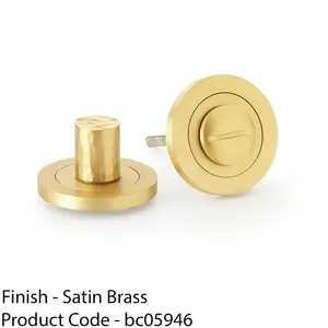 Modern Hammered Thumbturn & Release Lock - Satin Brass - Bathroom Door WC