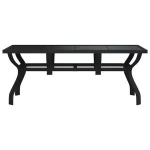 Berkfield Garden Table Black 180x80x70 cm Steel and Glass