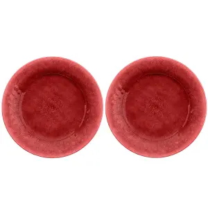 Purely Home Potters Reactive Glaze Red Melamine Dinner Plates - Set of 2