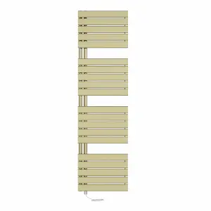 Rinse Bathrooms Designer Flat Panel Electric Heated Towel Rail Radiator Bathroom Prefilled Brushed Brass 1800x500mm