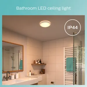 Philips LED Doris Bathroom ceiling Light White IP44 17W, 27K