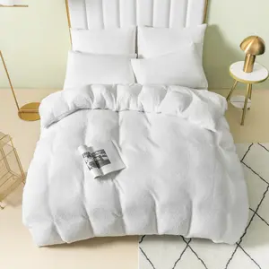 Teddy Fleece Duvet Cover set White / King - 2 Standard Pillowcases