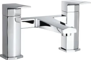 Luxury Square Deck Mounted Bath Filler Tap Chrome