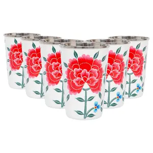 BillyCan Hand-Painted Picnic Cups - 400ml - Cotton Peony - Pack of 6