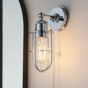 Luminosa Treviso Bathroom Metal Wall Lamp, Chrome Plate, IP44