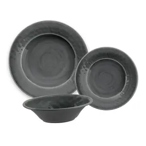 Purely Home Crackle Grey Melamine 6 Piece Outdoor Dinnerware Set for 2