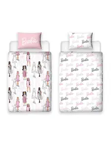 Barbie Figures Silhouettes Single Duvet Cover and Pillowcase Set