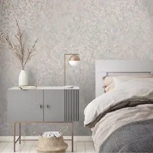 Element Industrial Metallic Wallpaper In Grey And Copper