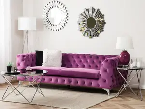 3 Seater Velvet Fabric Sofa Purple SOTRA