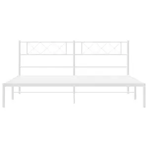 Berkfield Metal Bed Frame with Headboard White 183x213 cm