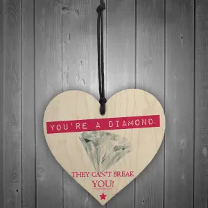 Red Ocean You're A Diamond Wooden Hanging Heart Plaque Friendship Gift