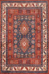 Blue Easy to Clean Bordered Geometrical Traditional Persian Rug for Living Room, Bedroom, Dining Room - 160cm X 230cm