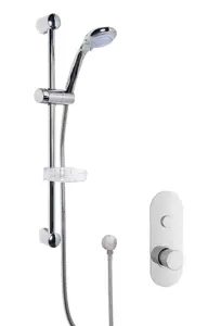 Shower Bundle Concealed Round Push 1 Button Valve & Multi Function Handset Slide Rail Kit - Chrome Balterley