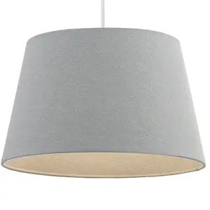 10" Inch Round Tapered Drum Lamp Shade Grey Linen Fabric Cover Simple Elegant